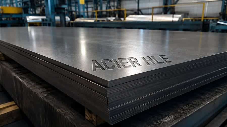 Surface de tôle en acier HLE illustrant la haute résistance mécanique de cet alliage industriel