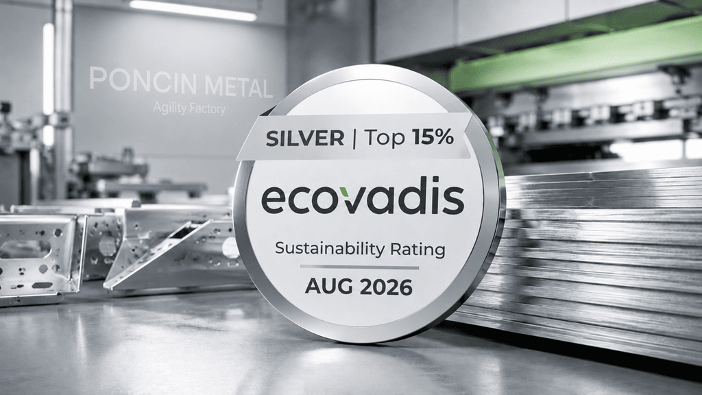 Médaille d’Argent EcoVadis 2026 de Poncin Métal, classé dans le Top 15 % des entreprises évaluées